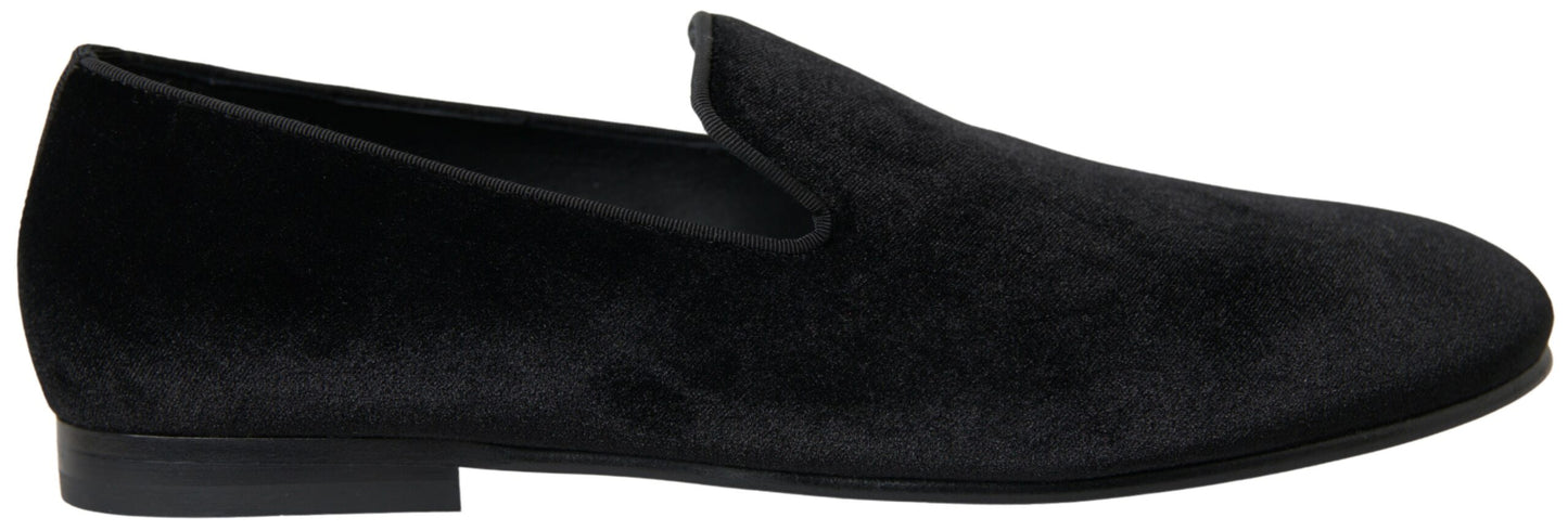 Mocassins élégants en velours noir Dolce & Gabbana pour homme