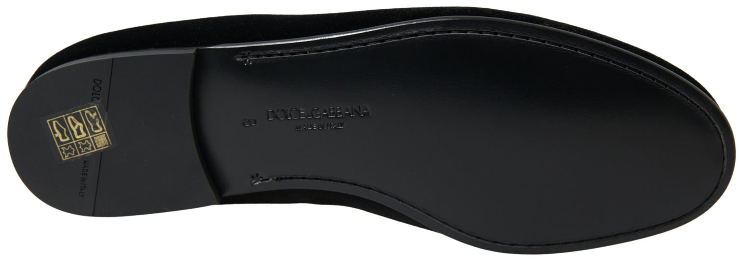 Mocassins élégants en velours noir Dolce & Gabbana pour homme