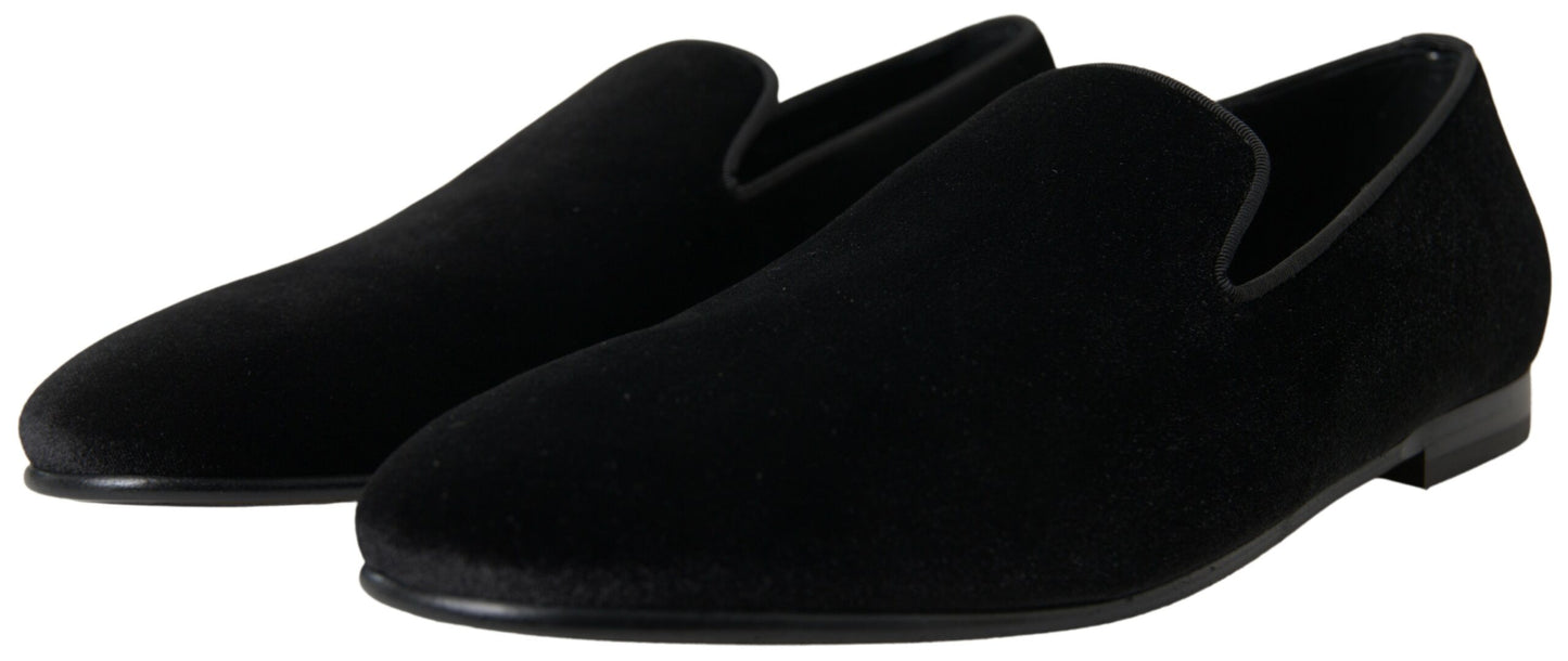 Mocassins élégants en velours noir Dolce & Gabbana pour homme