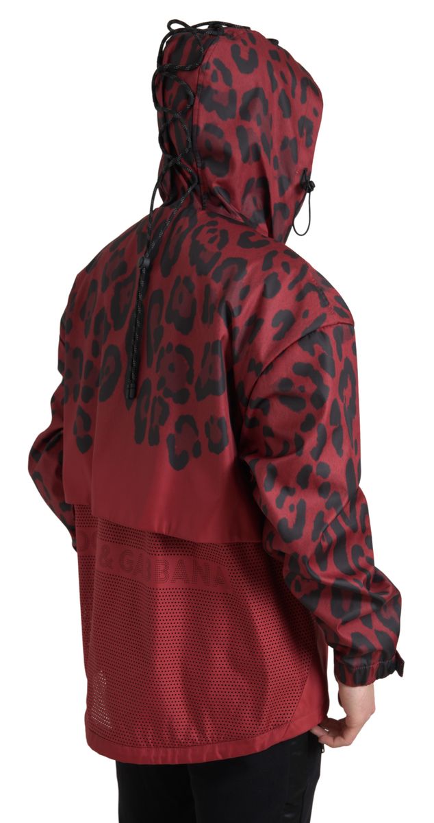 Veste à capuche à imprimé léopard rouge éclatant Dolce & Gabbana