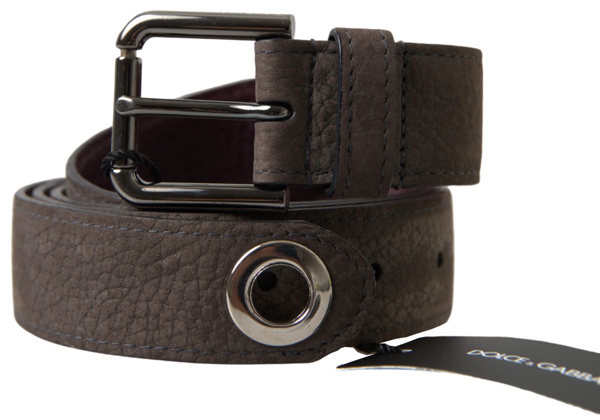 Ceinture élégante en cuir marron Dolce & Gabbana avec boucle en métal