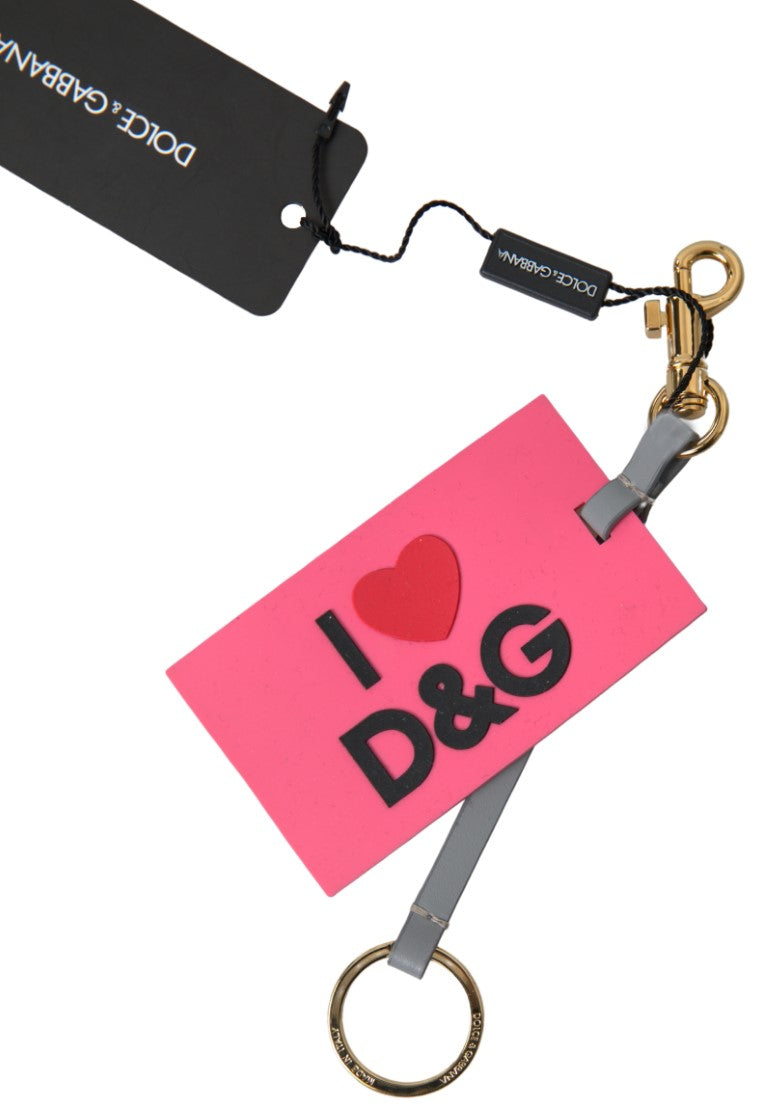 Porte-clés Dolce & Gabbana Chic en cuir rose