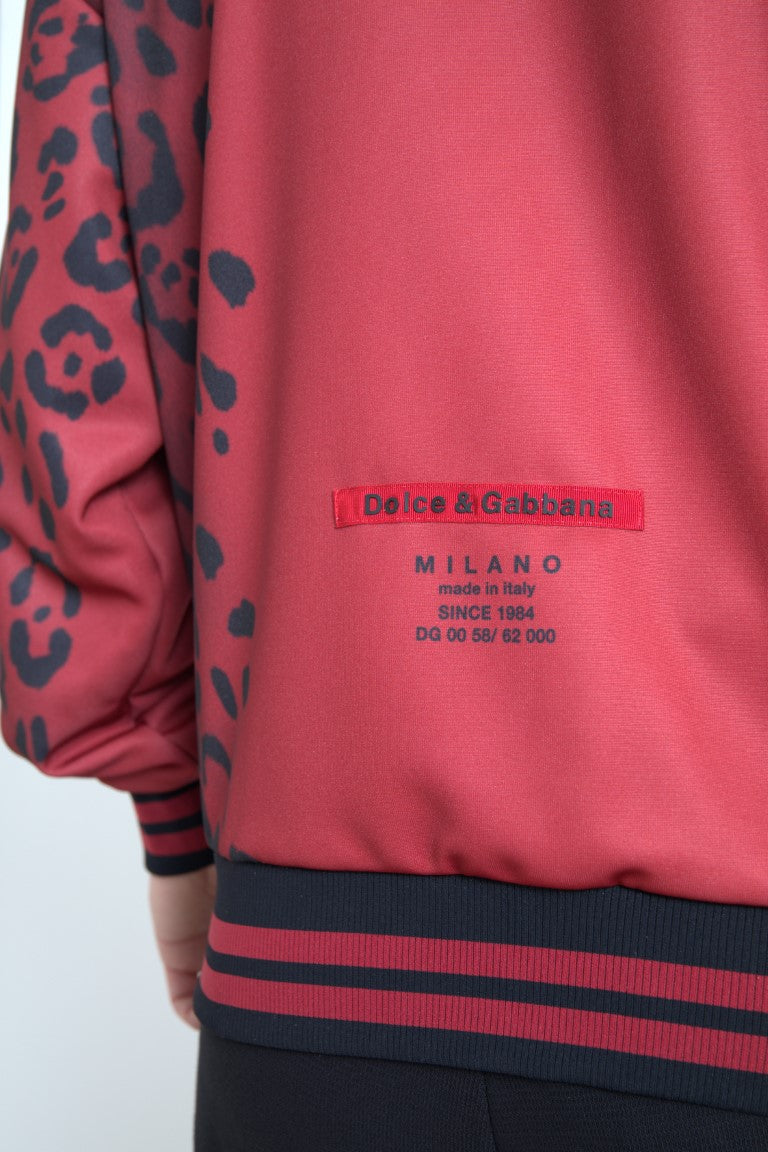 Blouson aviateur rouge à imprimé léopard Dolce & Gabbana