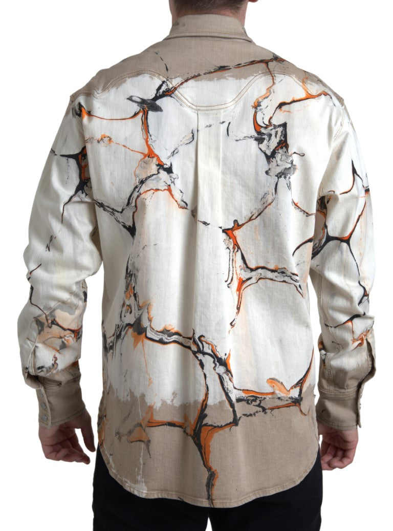 Dolce & Gabbana Multicolor Cotton Collared Denim Shirt by Dolce & Gabbana