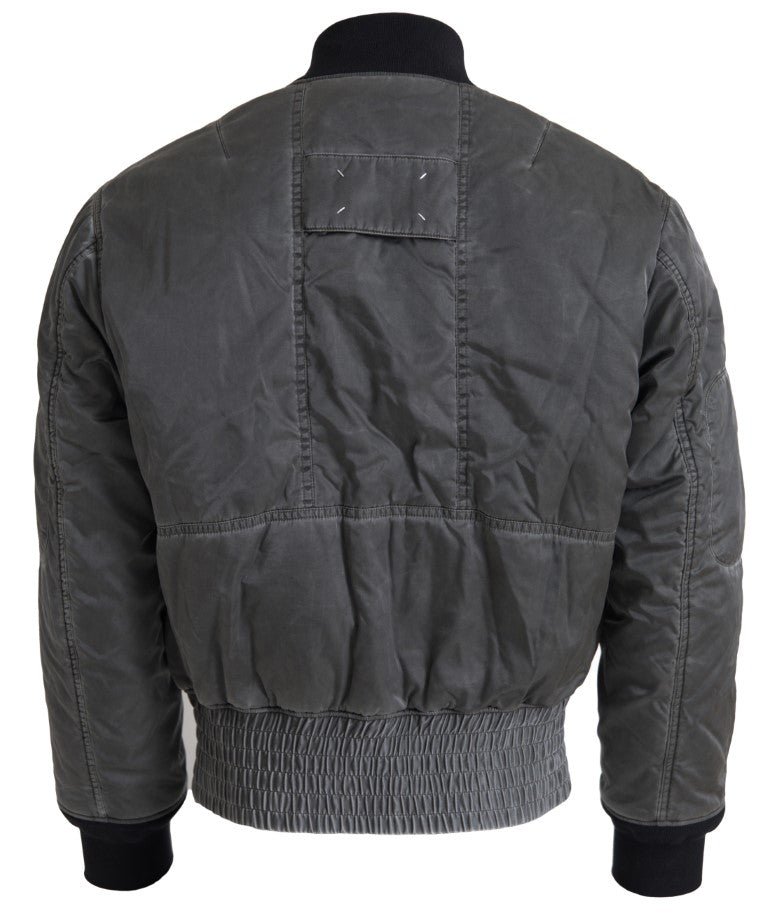 MM6 Maison Margiela Élégant blouson aviateur gris avec fermeture éclair intégrale
