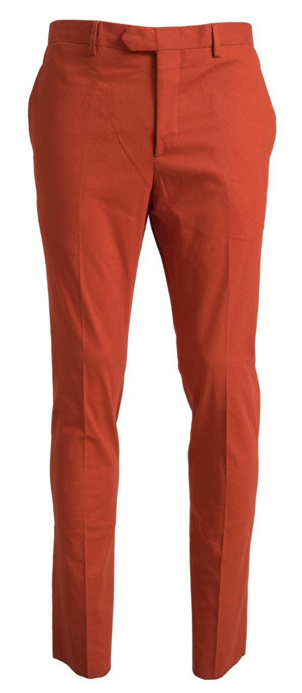 BENCIVENGA Orange Straight Fit Men Formal Trousers Pants by BENCIVENGA