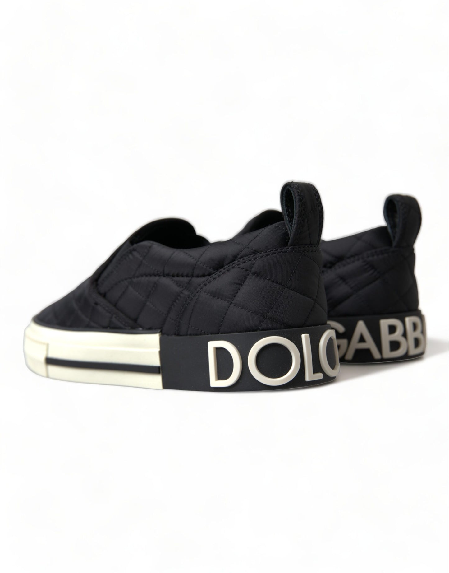 Baskets élégantes en toile noire matelassée Dolce & Gabbana