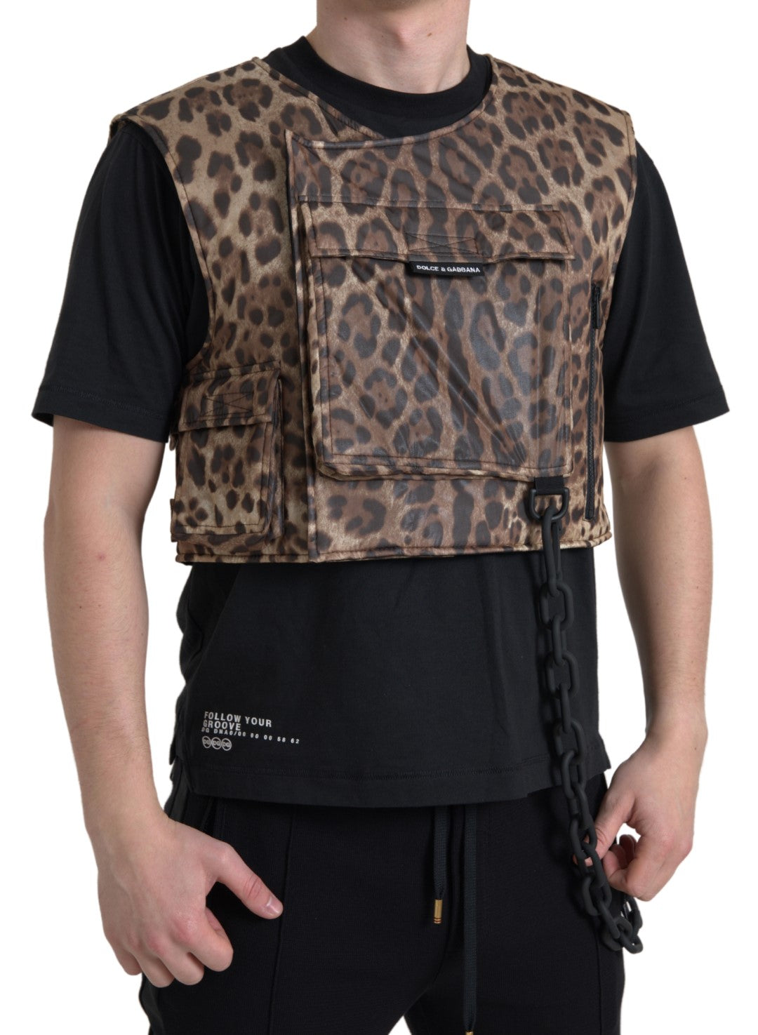Gilet léopard en soie Dolce & Gabbana, vêtements de sport exclusifs