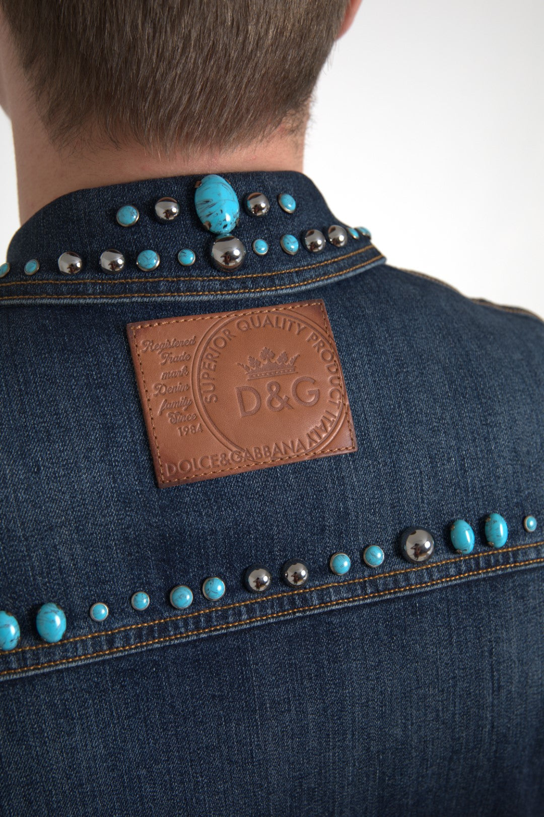 Veste en jean turquoise ornée de Dolce & Gabbana