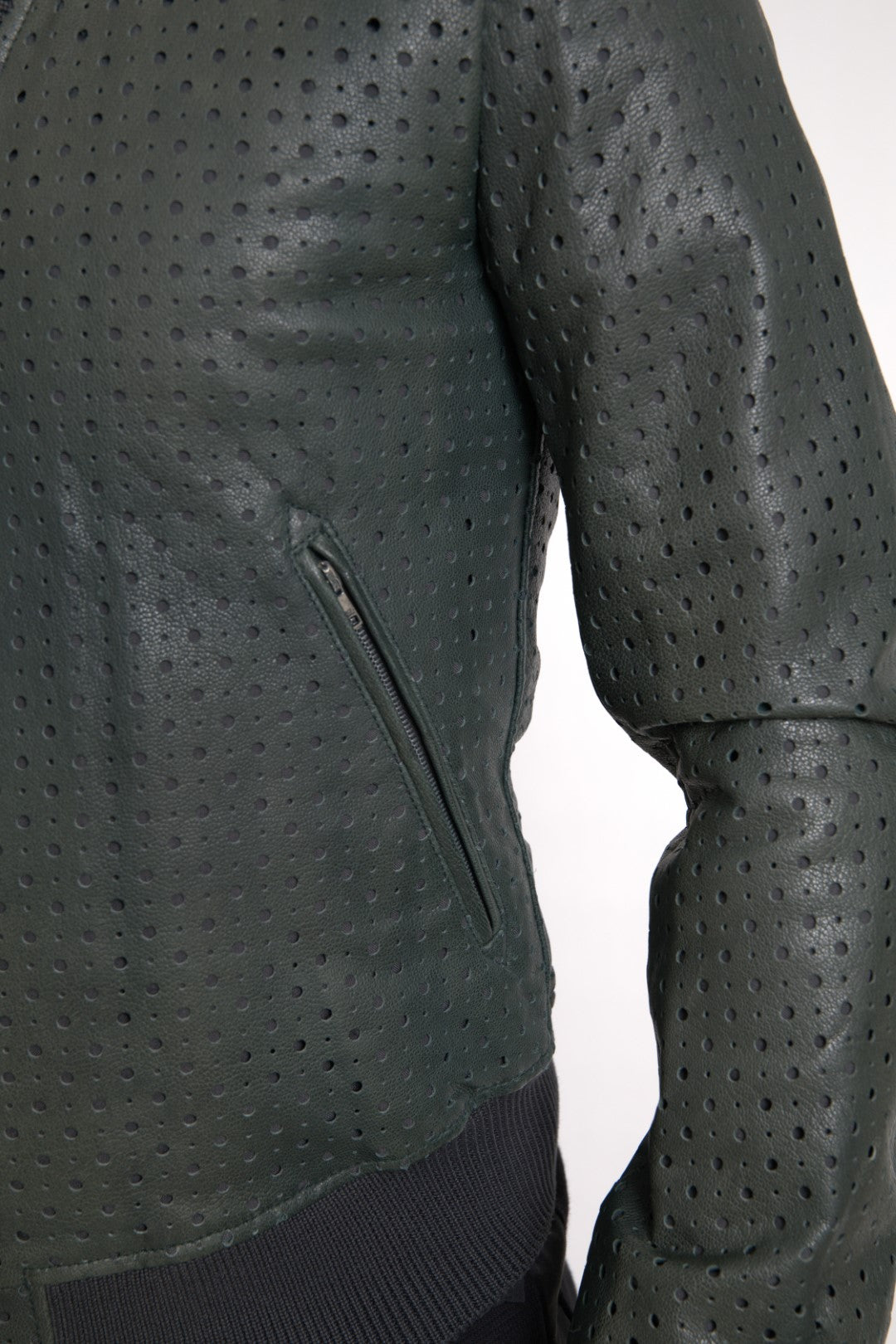 Blouson aviateur en cuir de chèvre vert émeraude Dolce & Gabbana