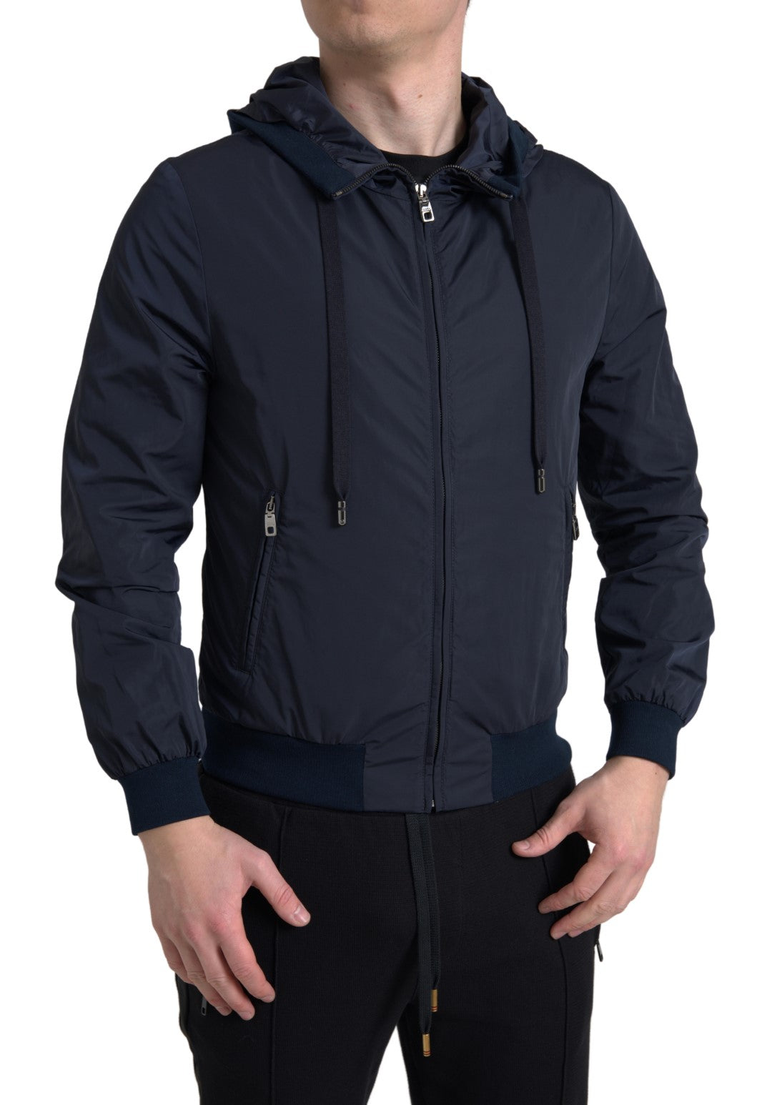 Sweat-shirt à capuche bleu élégant Dolce & Gabbana avec fermeture zippée