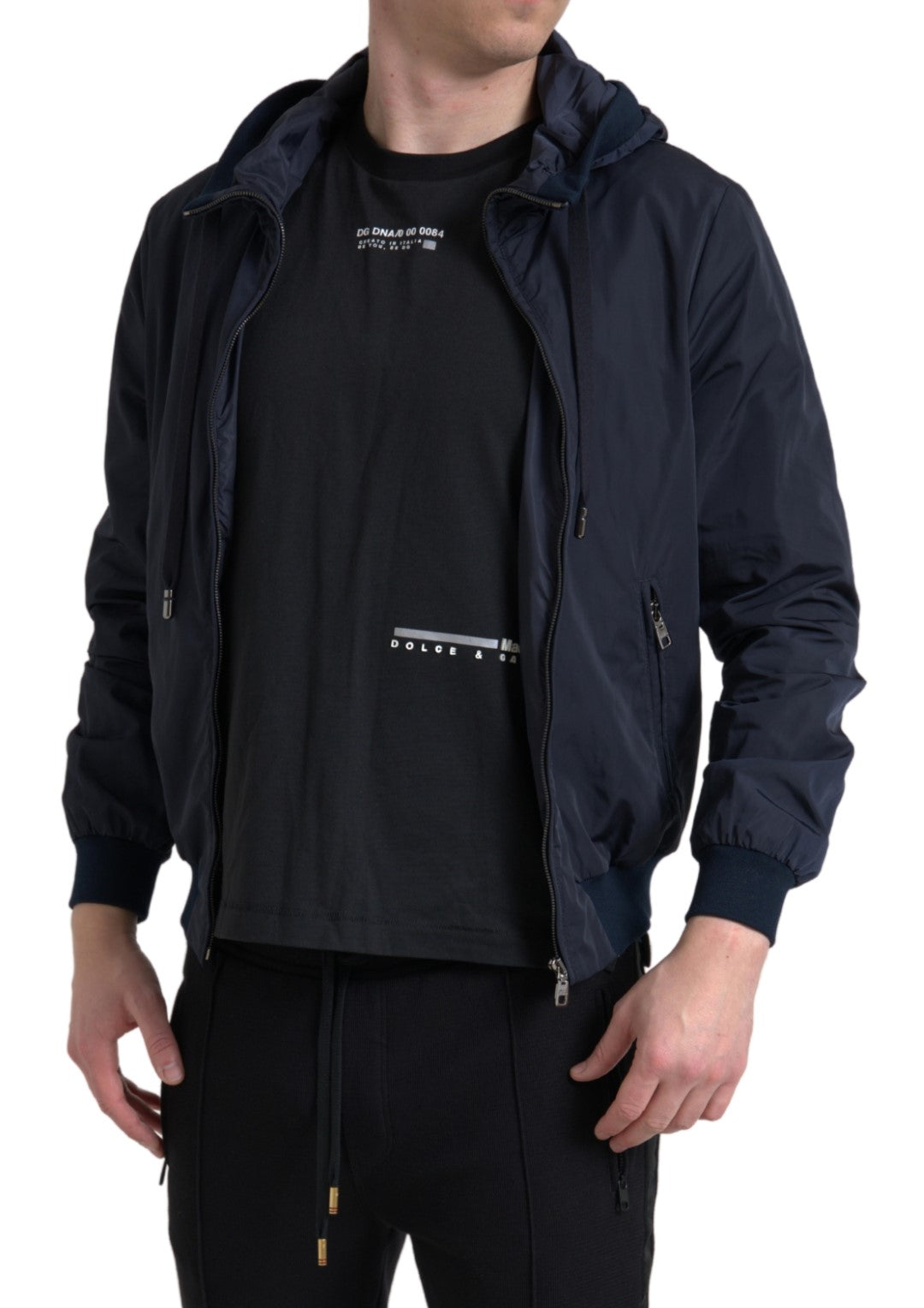 Sweat-shirt à capuche bleu élégant Dolce & Gabbana avec fermeture zippée