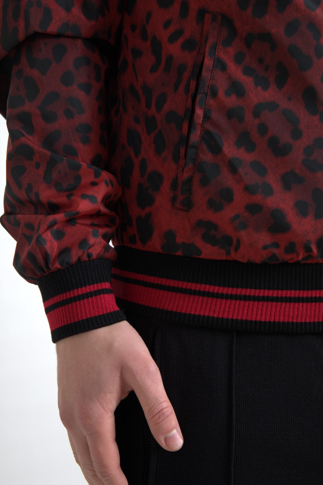 Blouson aviateur rouge à imprimé léopard Dolce & Gabbana