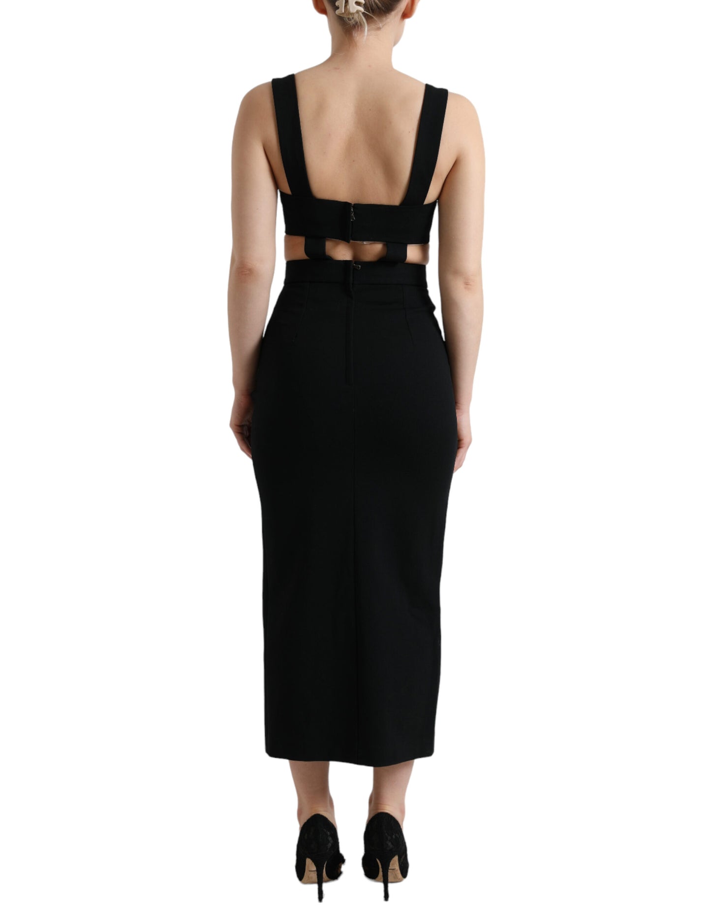Dolce & Gabbana Black Cut Out Sleeveless Bodycon Midi Dress by Dolce & Gabbana