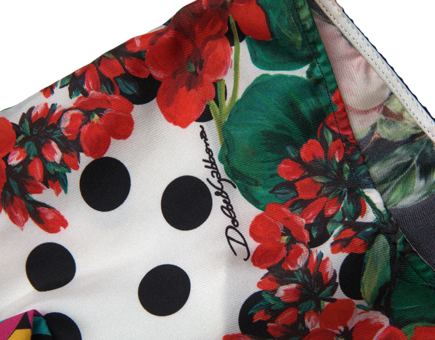 Mini-pantalon taille haute en soie multicolore Dolce & Gabbana