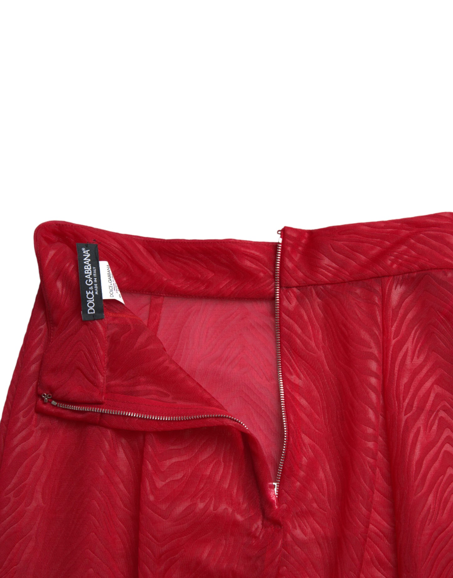 Jupe mi-longue transparente taille haute rouge chic Dolce & Gabbana