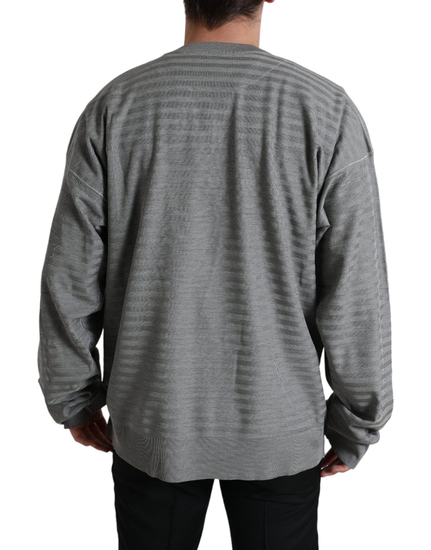 Dolce & Gabbana Gray Crewneck Pullover Silk Top Sweater by Dolce & Gabbana