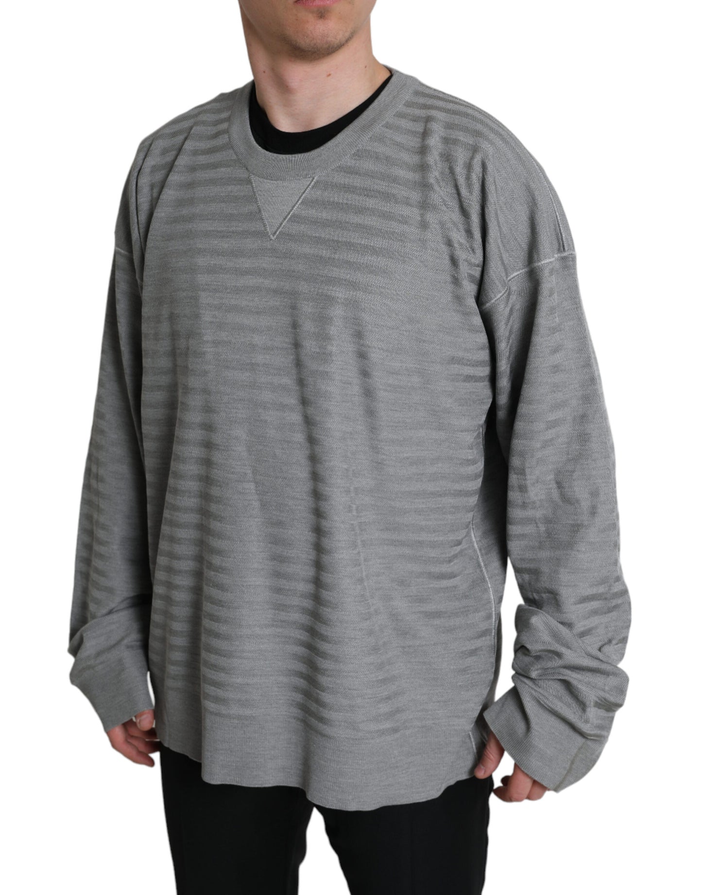 Dolce & Gabbana Gray Crewneck Pullover Silk Top Sweater by Dolce & Gabbana