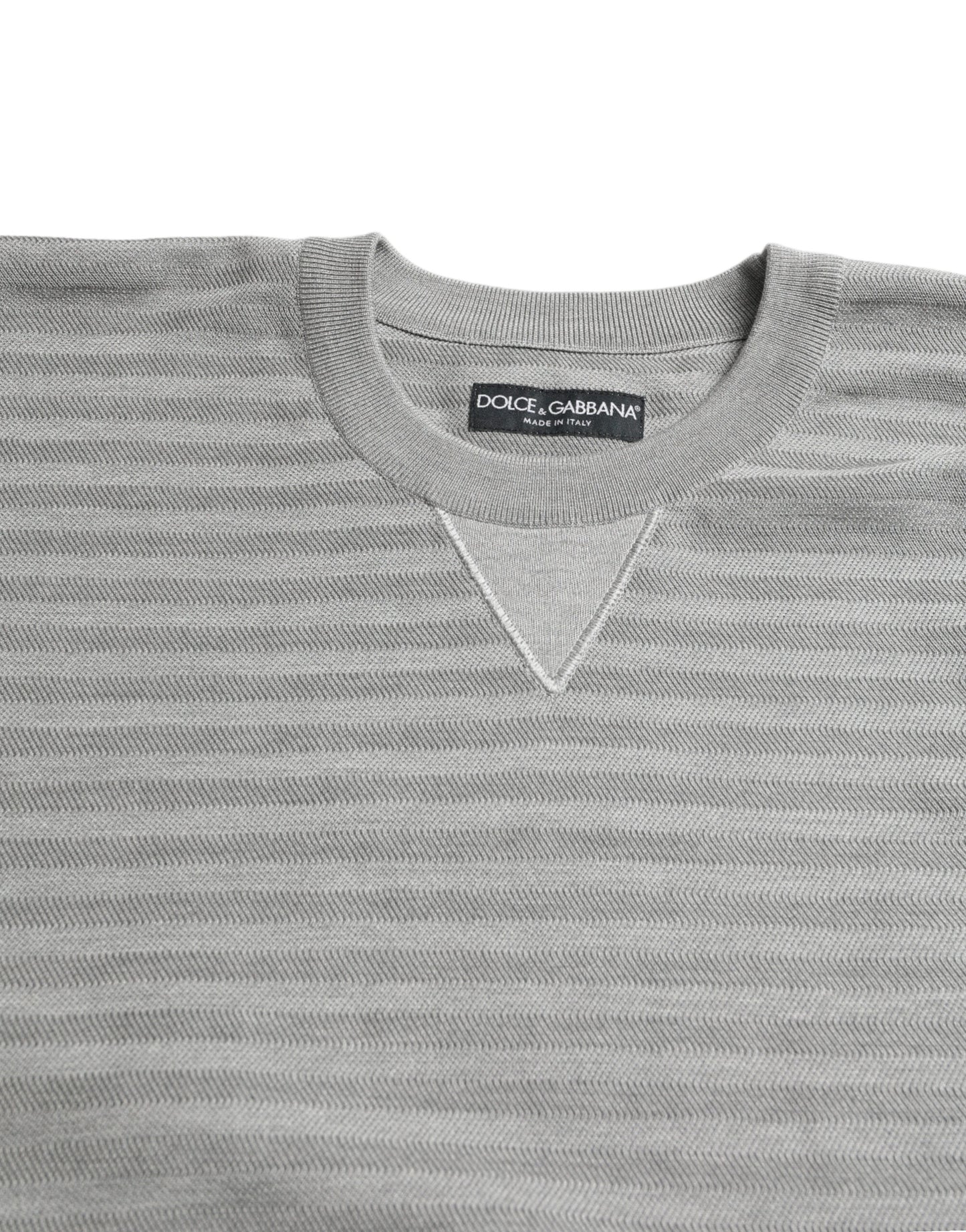 Dolce & Gabbana Gray Crewneck Pullover Silk Top Sweater by Dolce & Gabbana
