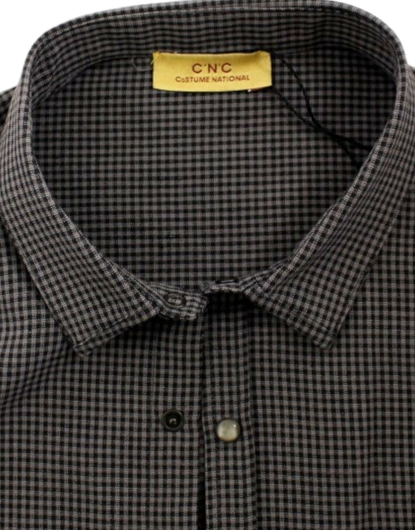 Chemise décontractée en lin mélangé gris à carreaux Costume National Chic