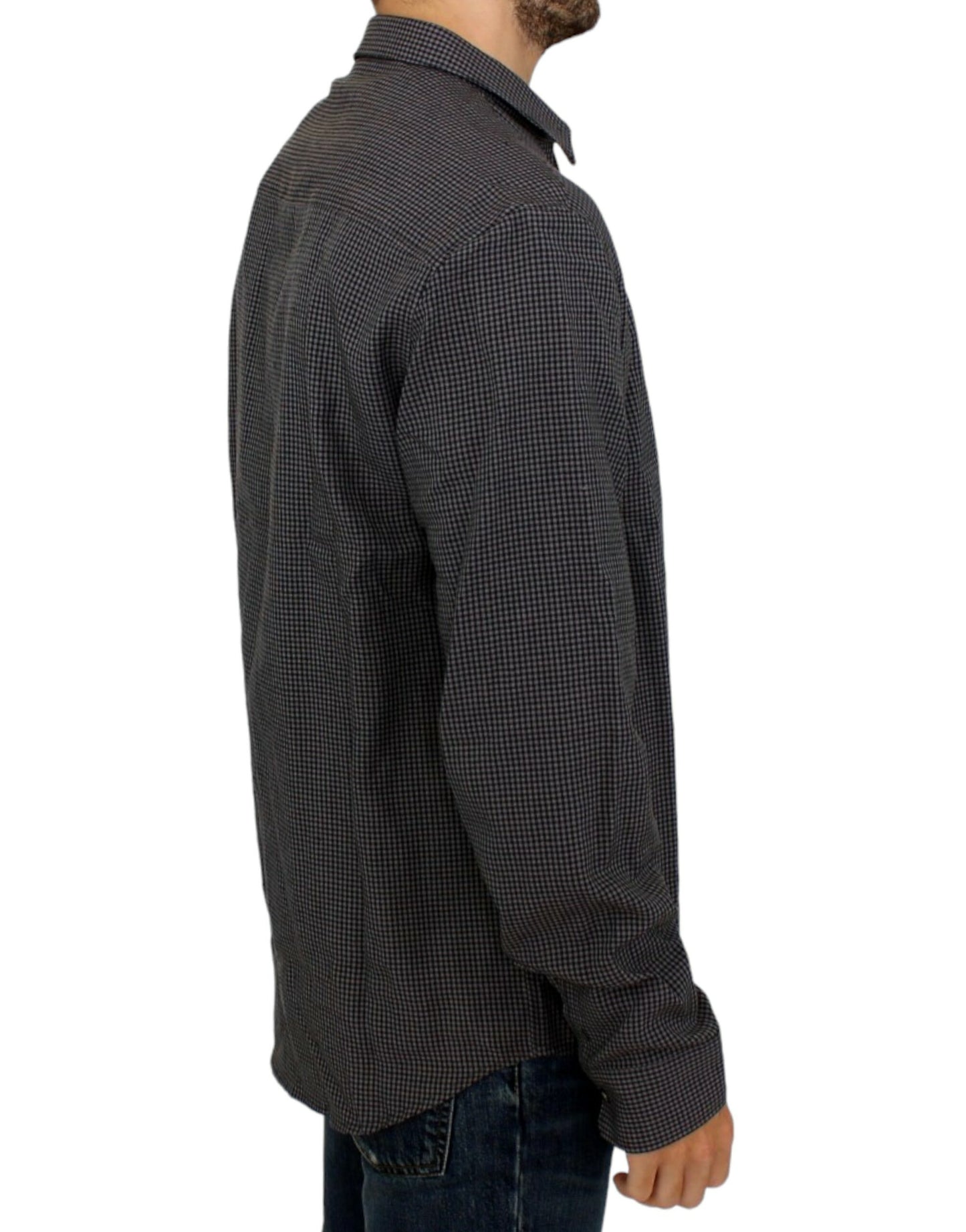 Chemise décontractée en lin mélangé gris à carreaux Costume National Chic