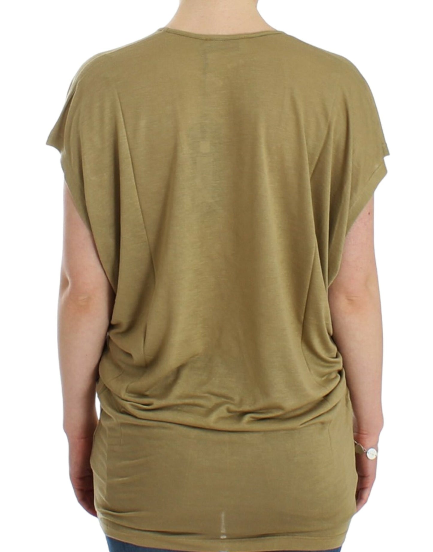 T-shirt à col en V imprimé multicolore vert Costume National Chic