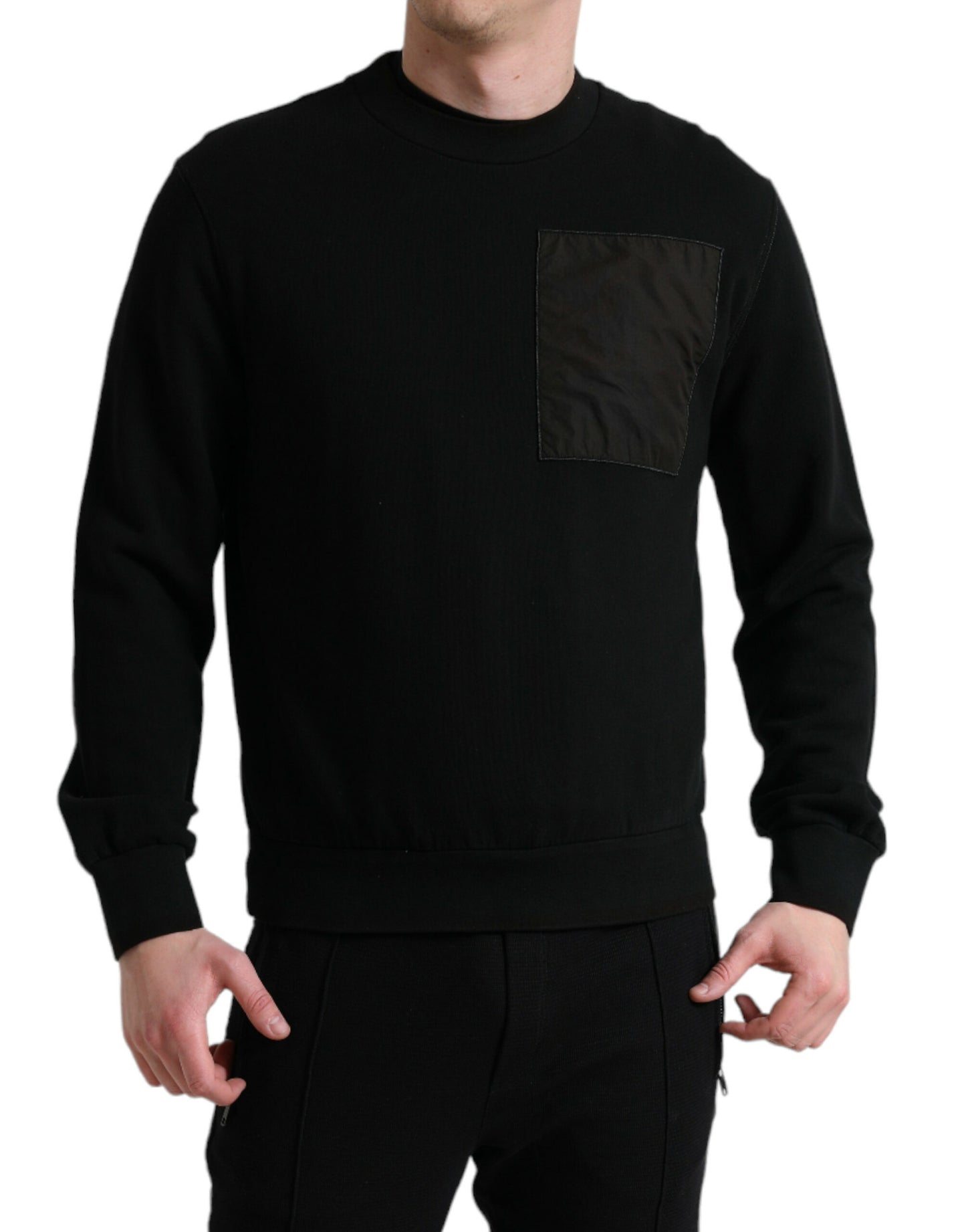 Dolce & Gabbana Black Cotton Crew Neck Men Pullover Sweater by Dolce & Gabbana
