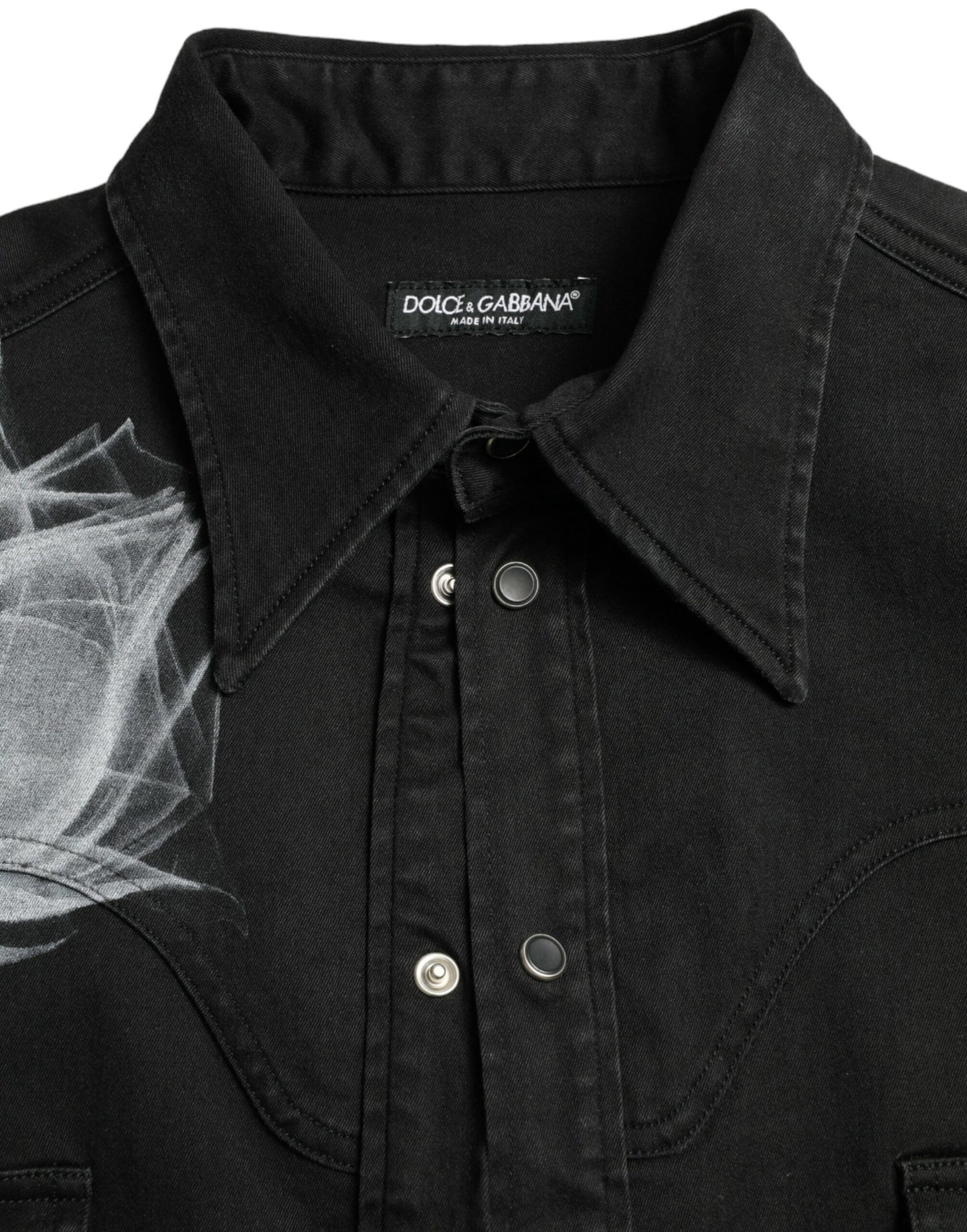 Dolce & Gabbana Black Floral Cotton Collared Dress Shirt by Dolce & Gabbana