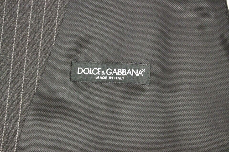 Dolce & Gabbana Élégant gilet en laine à rayures grises