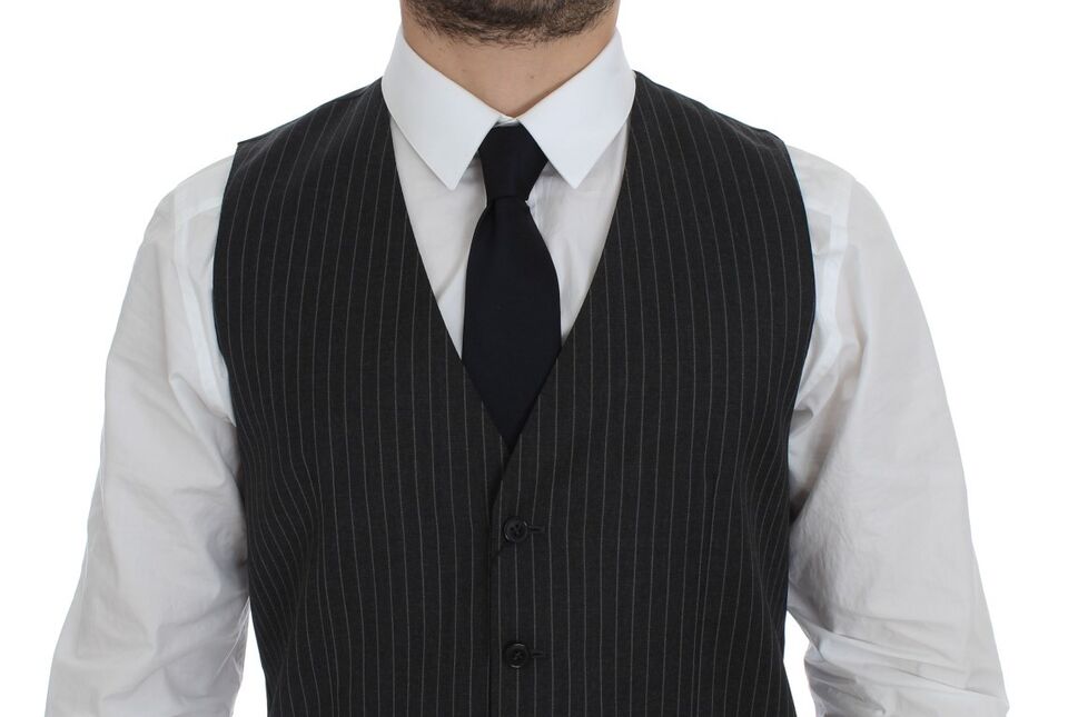 Dolce & Gabbana Élégant gilet en laine à rayures grises