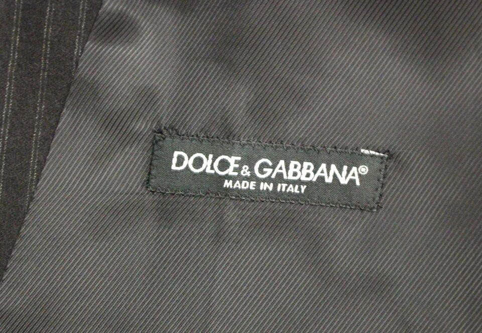 Dolce & Gabbana Black Striped Wool Single Breasted Cardigan