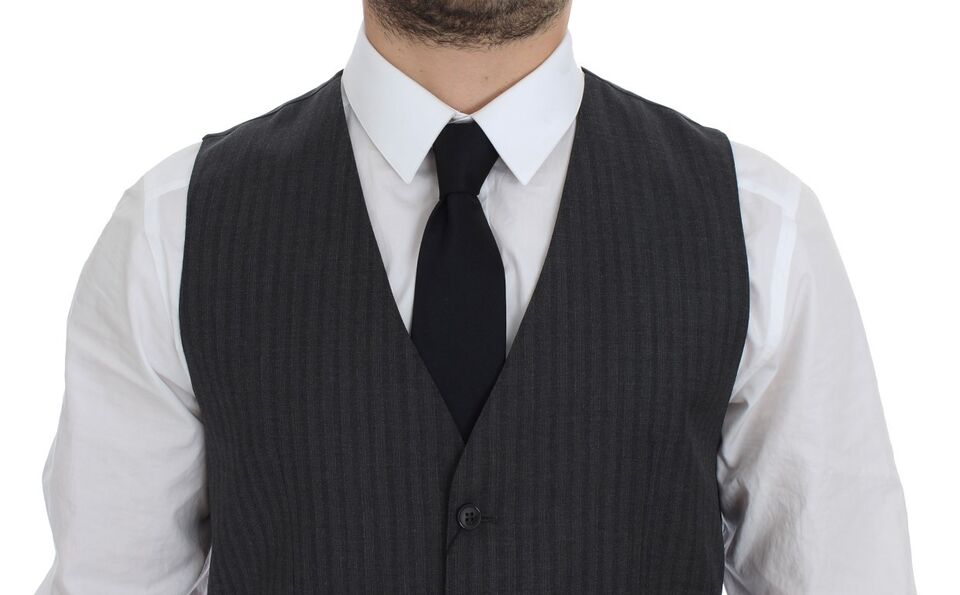 Dolce & Gabbana Black Striped Wool Single Breasted Cardigan