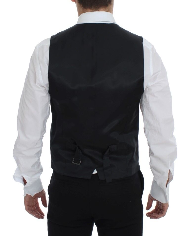 Dolce & Gabbana Black Striped Wool Single Breasted Cardigan
