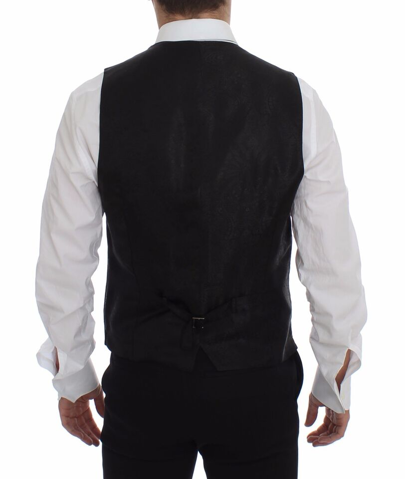 Dolce & Gabbana Élégant gilet à rayures noires à boutonnage simple