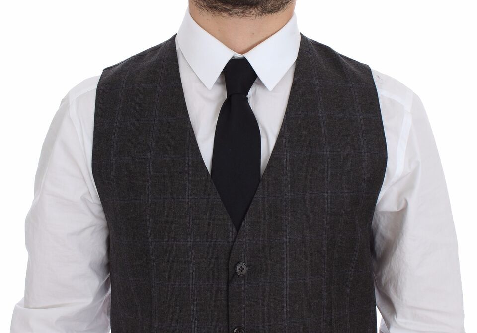 Dolce & Gabbana Brown Check Wool Single Breasted Cardigan