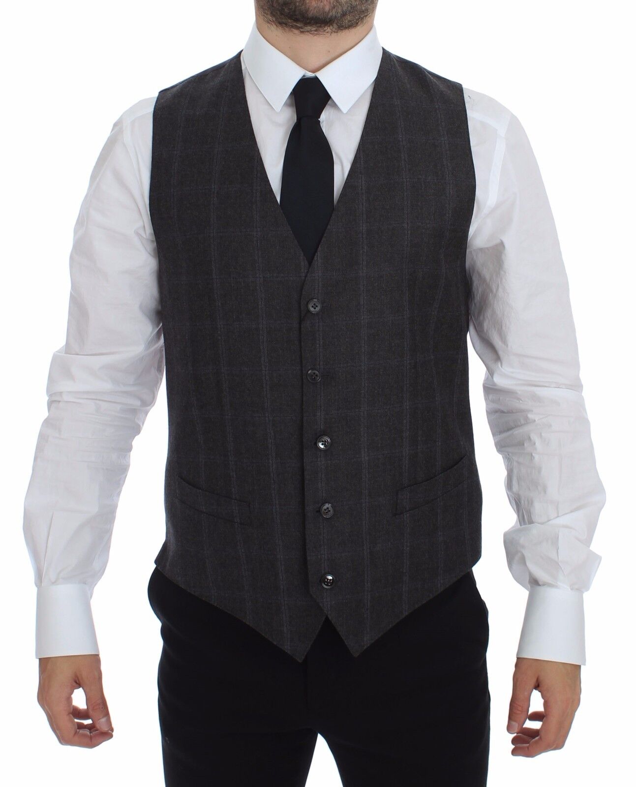 Dolce & Gabbana Brown Check Wool Single Breasted Cardigan