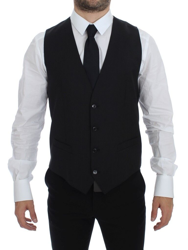 Dolce & Gabbana Élégant gilet en laine à rayures noires