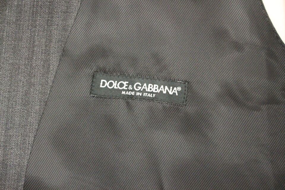 Dolce & Gabbana Gray Striped Wool Single Breasted Cardigan