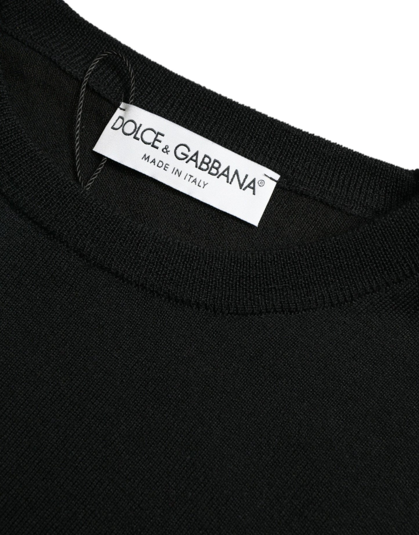 Dolce & Gabbana Black Wool Round Neck Pullover Sweater by Dolce & Gabbana