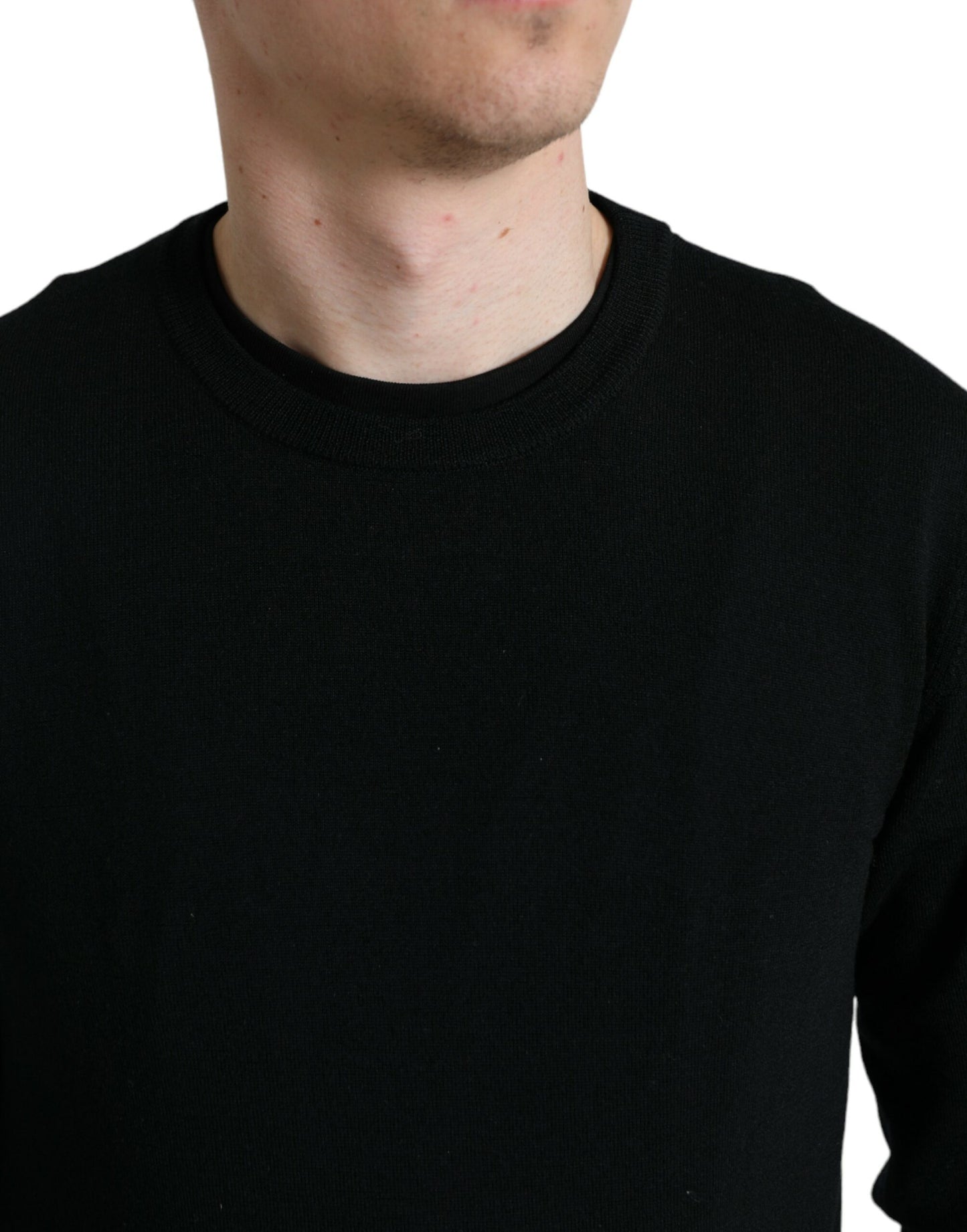 Dolce & Gabbana Black Wool Round Neck Pullover Sweater by Dolce & Gabbana