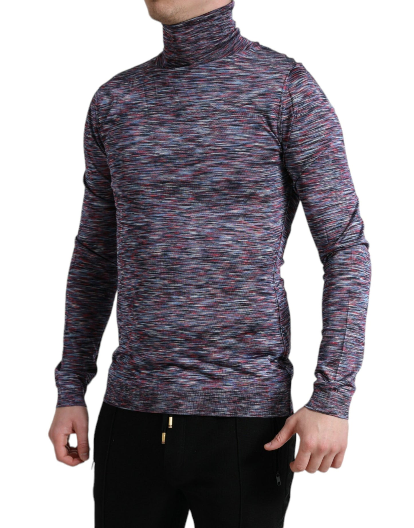 Dolce & Gabbana Blue Purple Turtleneck Pullover Sweater by Dolce & Gabbana