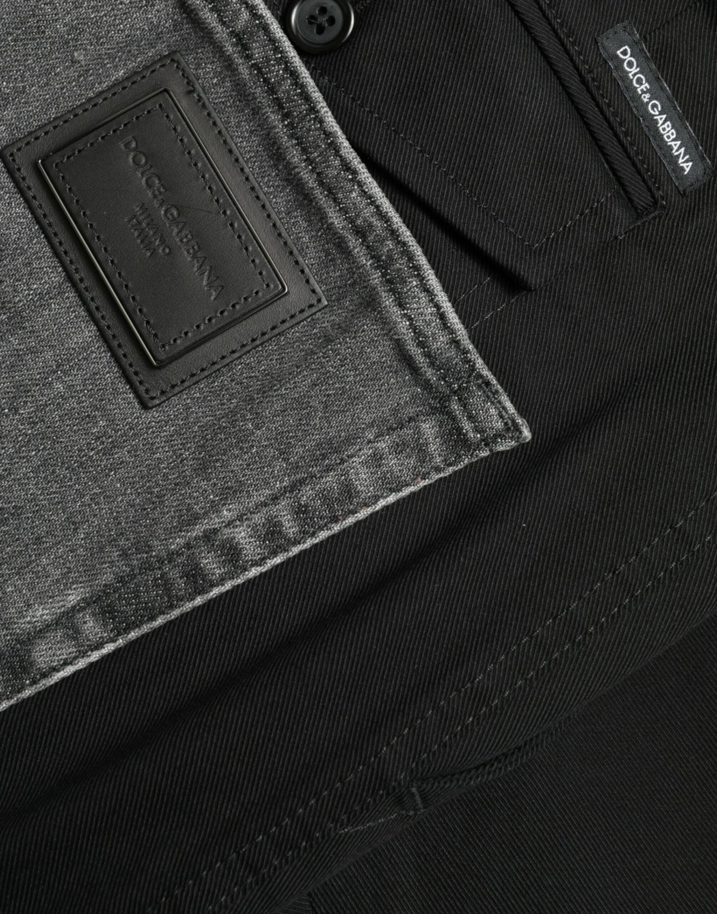 Dolce & Gabbana Black Gray slim Cotton Denim Jeans by Dolce & Gabbana