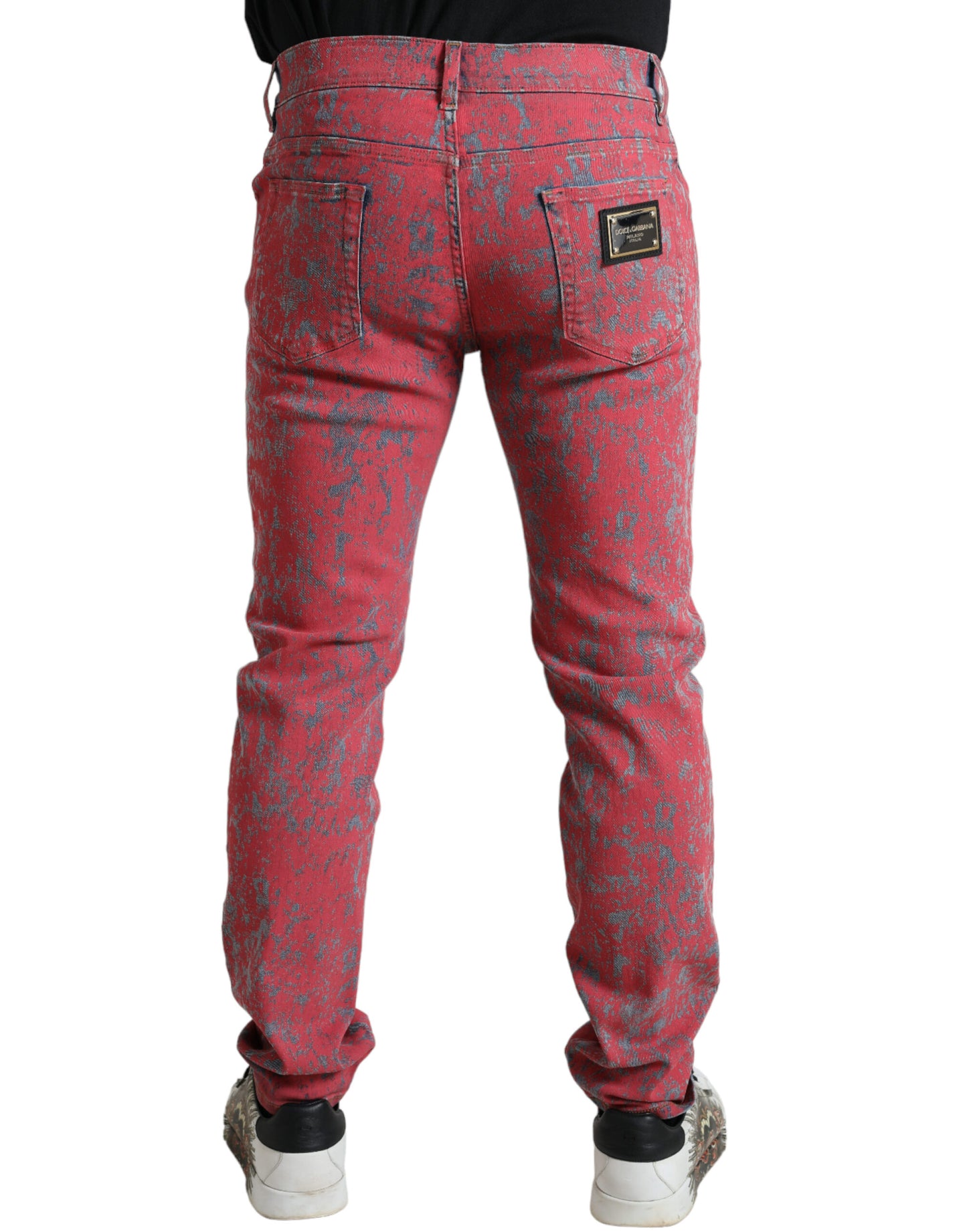 Dolce & Gabbana Red Cotton Dye Slim Fit Men Denim Jeans by Dolce & Gabbana