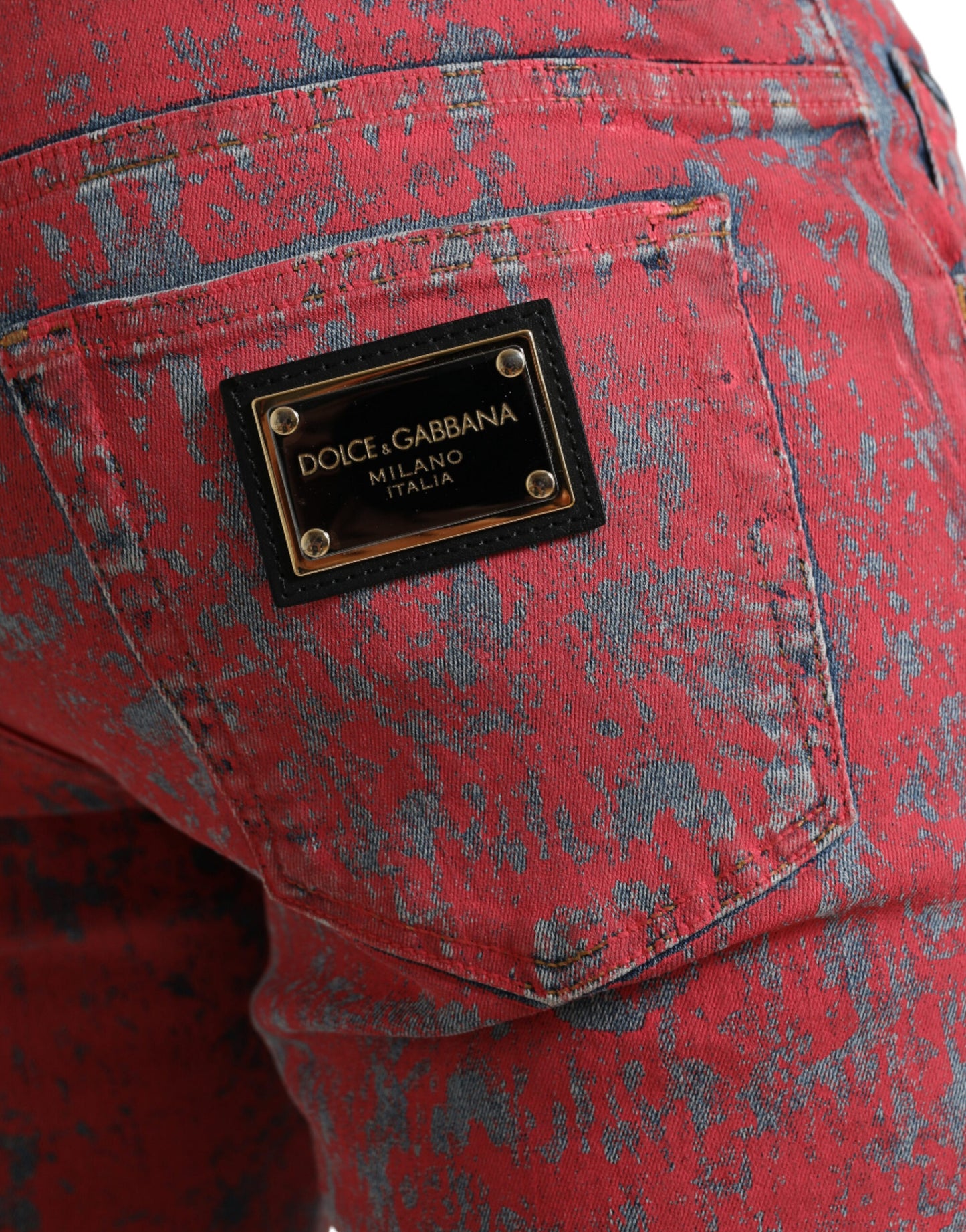 Dolce & Gabbana Red Cotton Dye Slim Fit Men Denim Jeans by Dolce & Gabbana