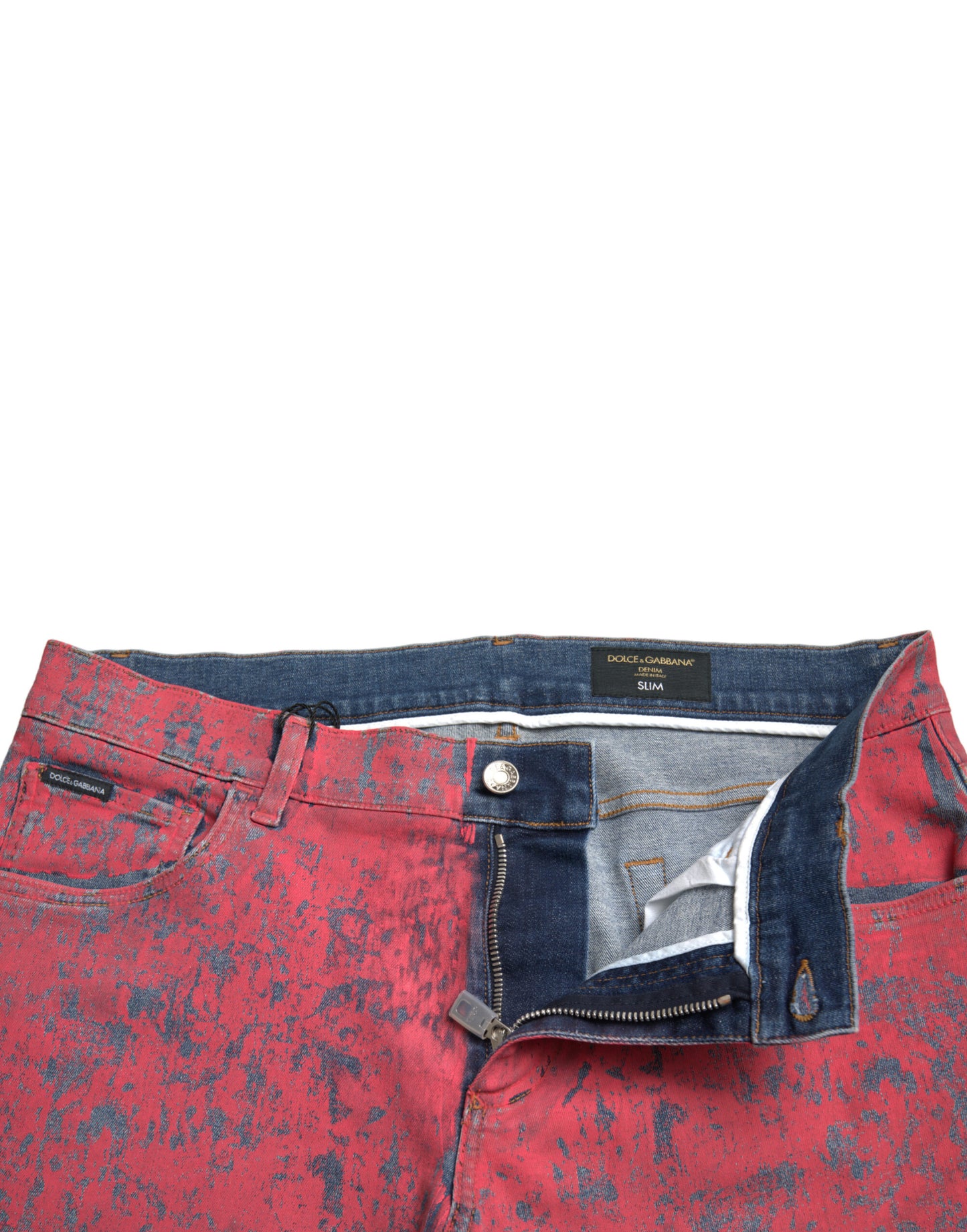 Dolce & Gabbana Red Cotton Dye Slim Fit Men Denim Jeans by Dolce & Gabbana