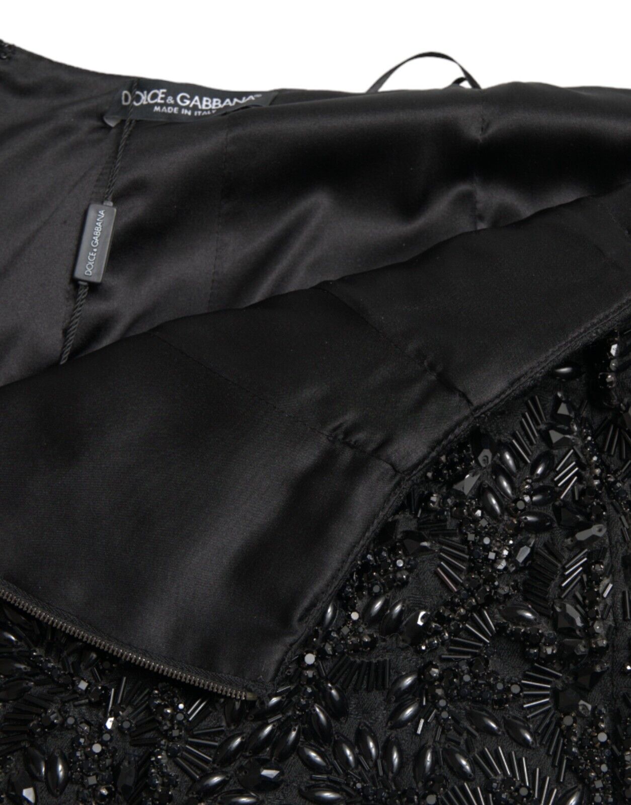 Jupe de défilé noire ornée de cristaux Dolce & Gabbana