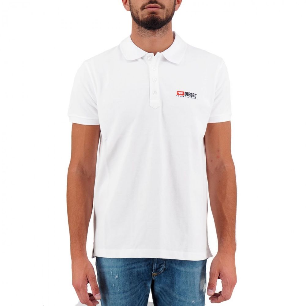 Polo Diesel élégant en coton blanc avec logo contrasté