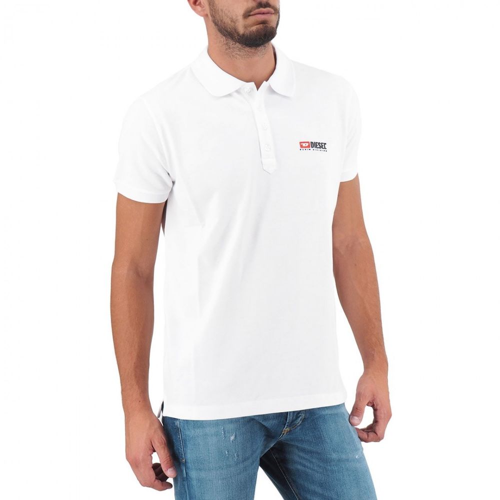 Polo Diesel élégant en coton blanc avec logo contrasté