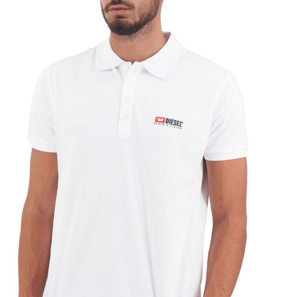Polo Diesel élégant en coton blanc avec logo contrasté