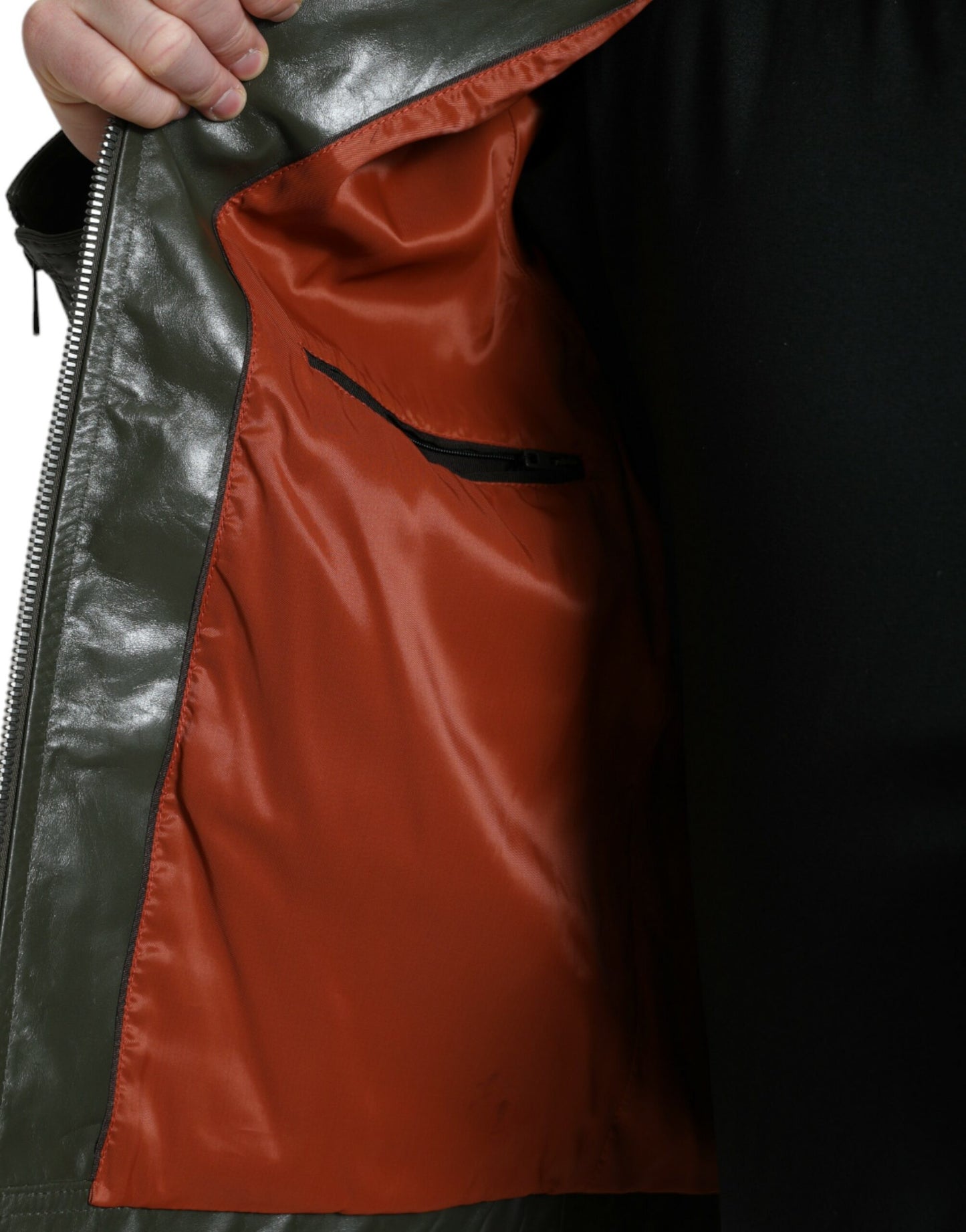 Veste motard en cuir Dolce & Gabbana Emerald Elegance